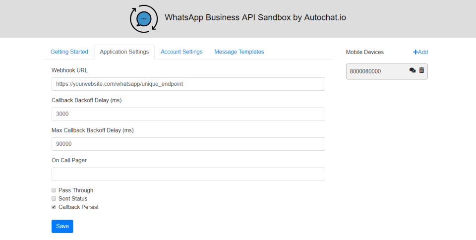 Whatsapp Business API Sandbox